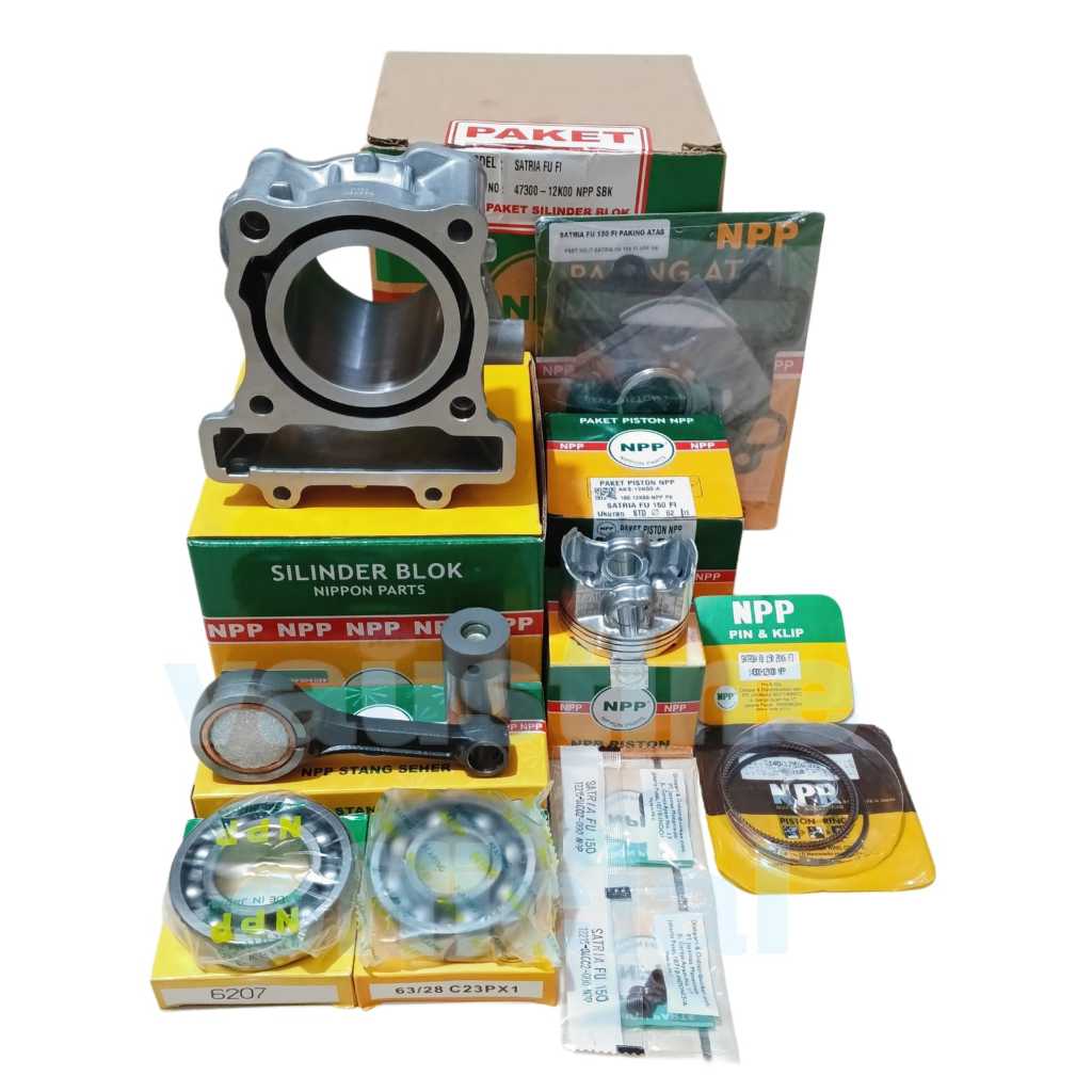 BLOK SEHER BORING SILINDER SATRIA FU 150 FI+PISTON KIT+STANG SEHER BEARING+TOPSET+SEAL KLEP 12K ORI 