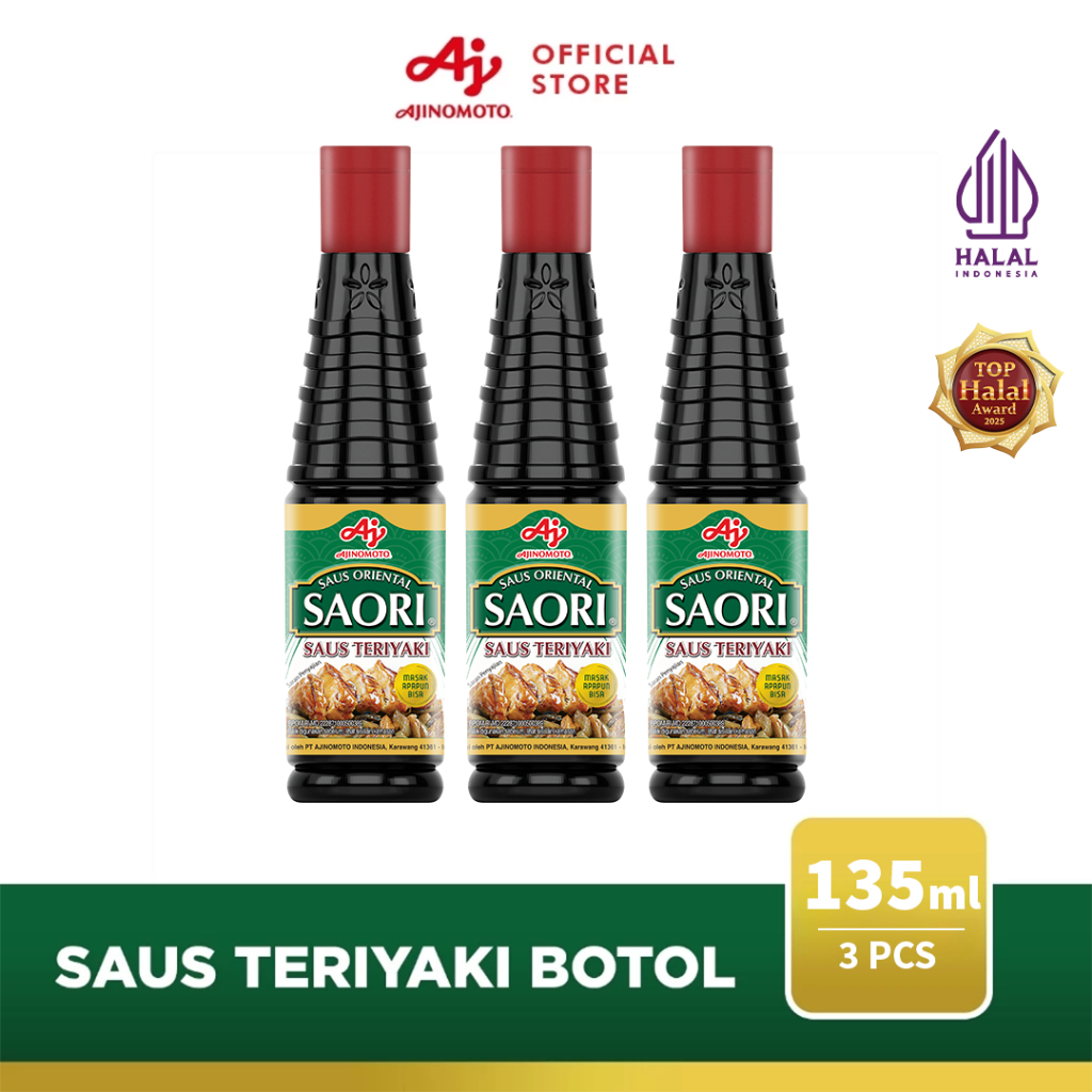 SAORI® Saus Teriyaki Oriental Botol 135 ml (3 pcs)