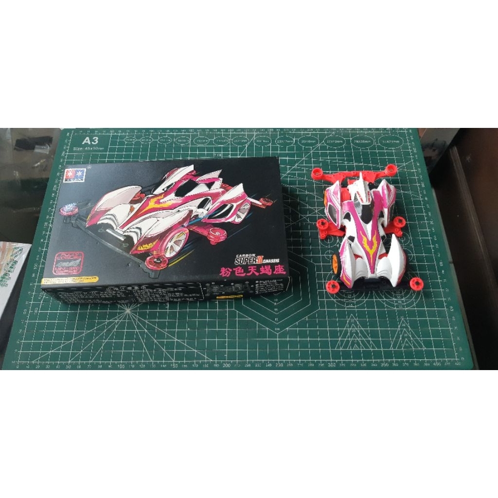 Tamiya Mini 4WD Merk Daxing Shining Scorpion Pink Special Super-II (Super Two) Chassis Kondisi Sudah