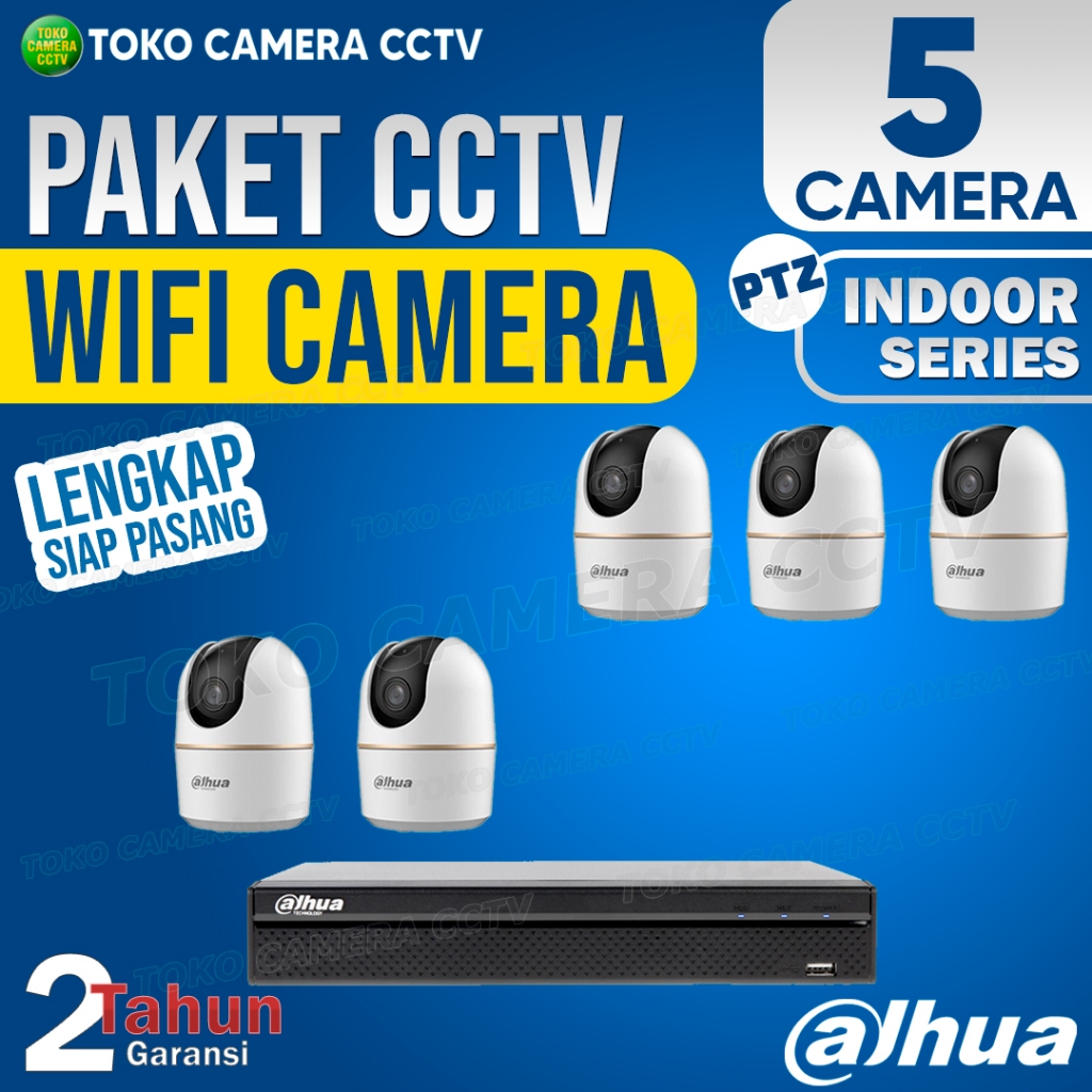 PAKET CCTV WIFI PTZ DAHUA INDOOR 8 CHANNEL 5 KAMERA