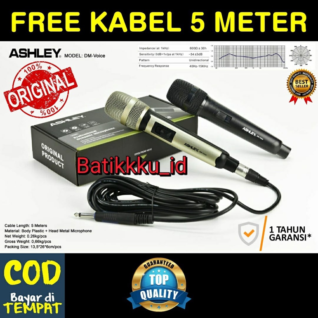 Mic Kabel ASHLEY DM VOICE DMVOICE DM-VOICE ORIGINAL FREE KABEL 5 METER