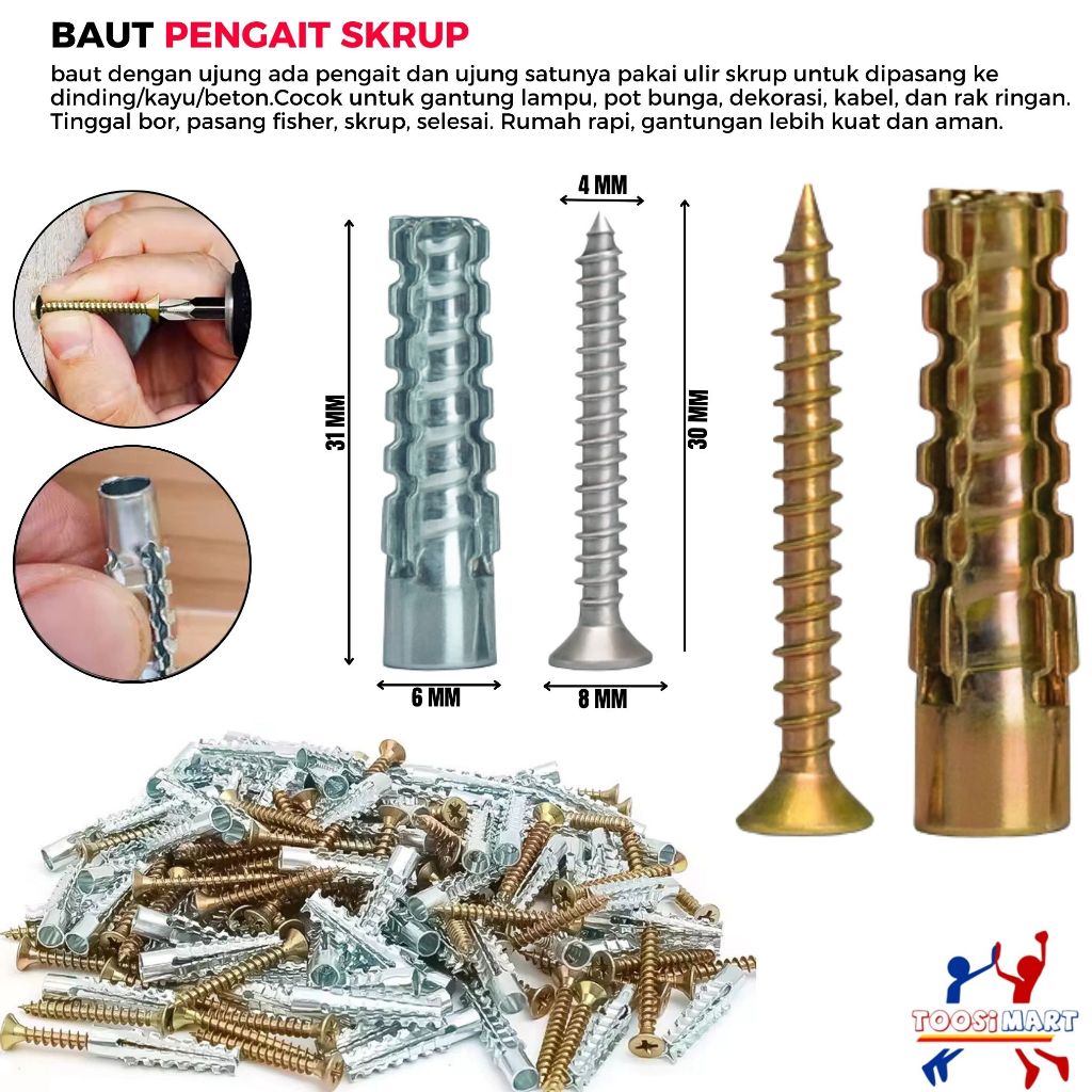 Angkur Baut Tembok Sekrup Wall Anchor Tembok Sekrup Dinding Tembok Angkur