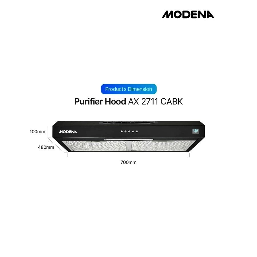 Cooker Hood MODENA AX 2711 CABK / Purifier Slim Hood Hybrid MODENA / Penghisap Asap Dapur / Cooker H