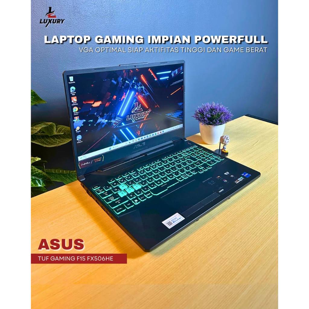 LAPTOP GAMING ASUS TUF F15 FX506HE 11TH CORE I7 NVIDIA GEFORCE RTX 3050TI RAM SSD BACKLIGHT RGB SECO