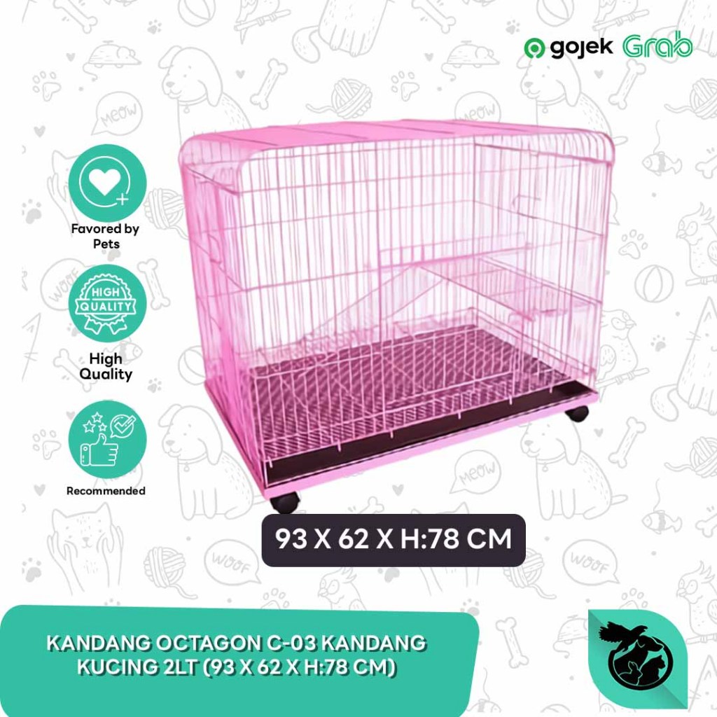 Octagon Kandang Kucing Anjing Tingkat 2 lantai