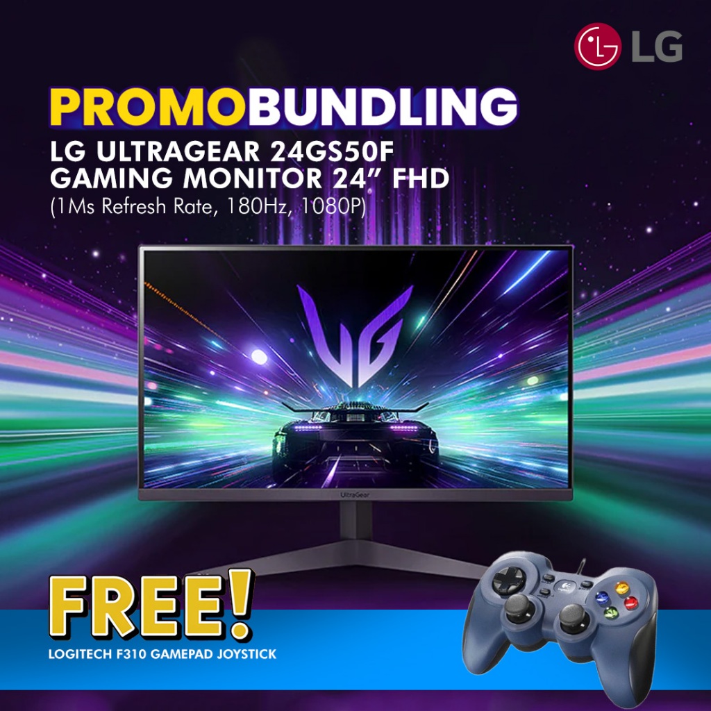 [PROMO BUNDLE LOGITECH F310 GAMEPAD JOYSTICK WIRED] LG ULTRAGEAR GAMING MONITOR 24 INCH 24GS50F-B VA