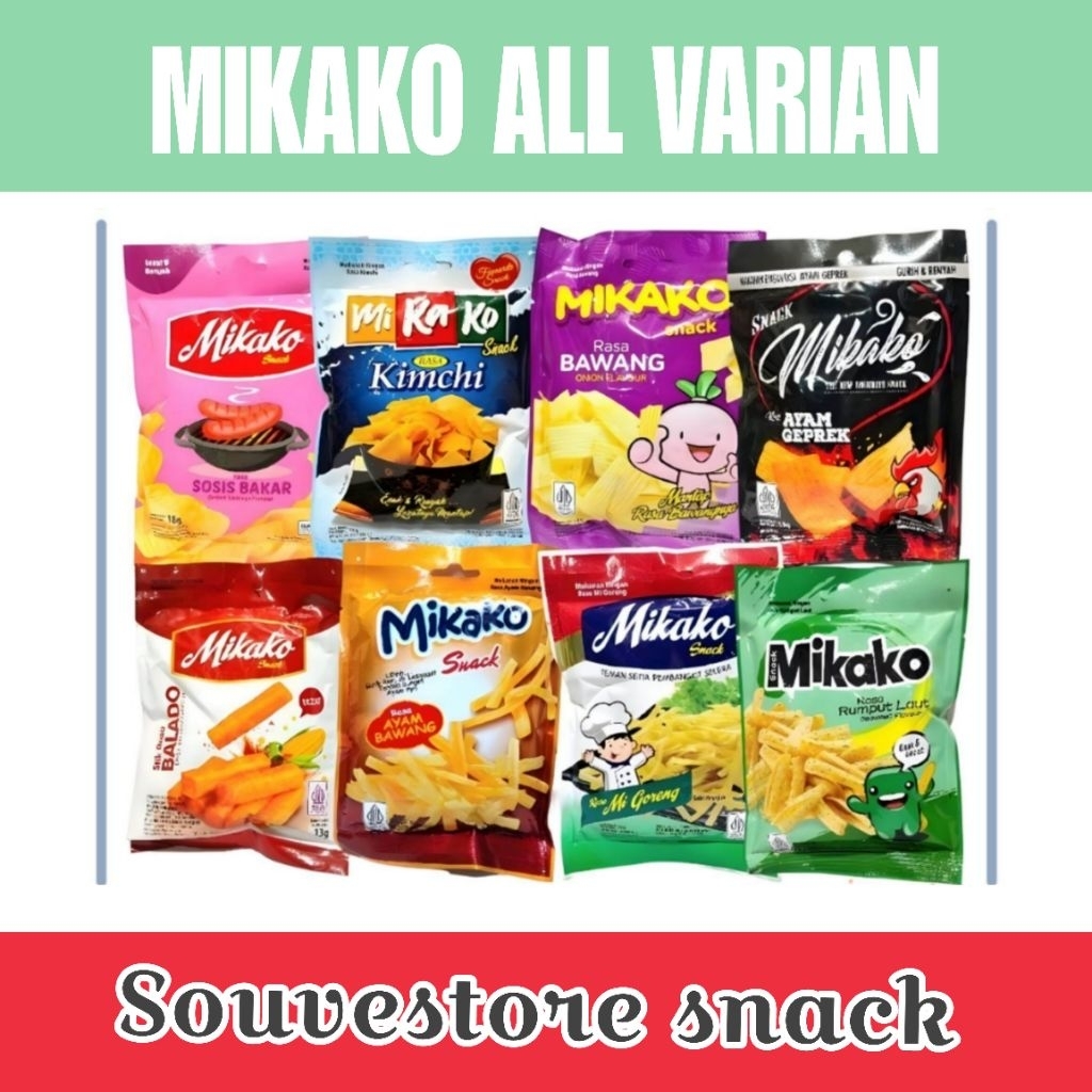 Mikako Snack All varian Isi 10 mikako rumput laut mikako mie goreng mikako bawang