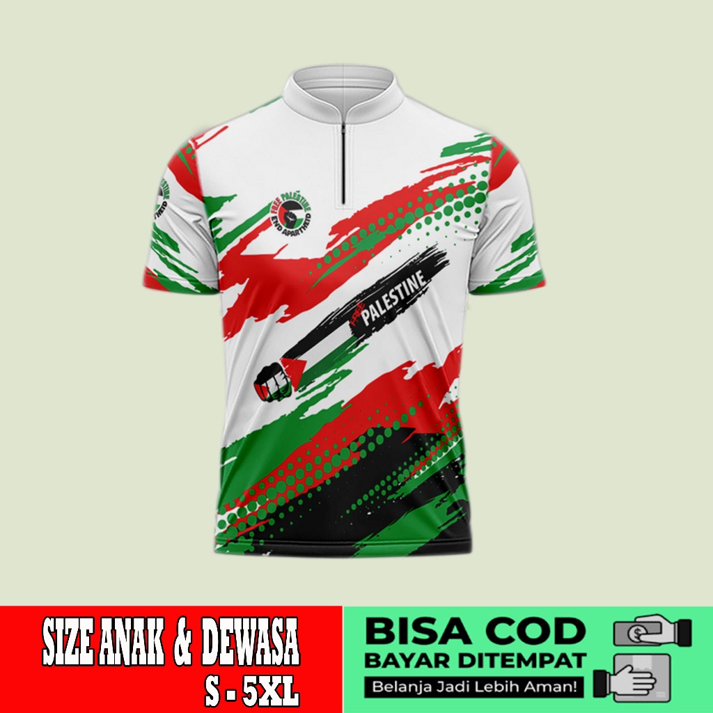 Baju Koko Pria Spesial Ramadhan Lengan Pendek Full Printing koko pendek fullprint motif palestina ar