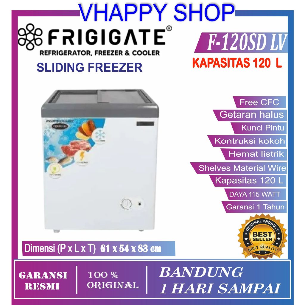 Sliding Freezer 120 Liter Frigigate FRIGIGATE F-120SD Garansi Resmi