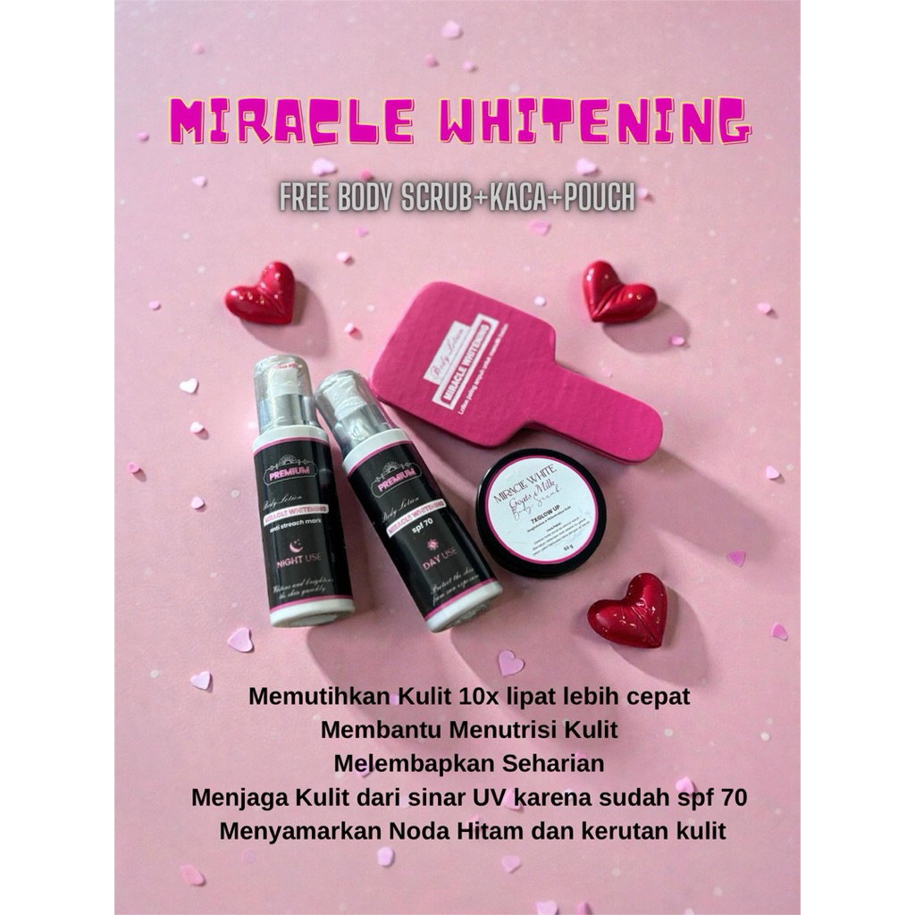 HB MIRACLE WHITENING Hb pemutih 10x lebih cepat free lulur, free kaca dan free poch cantik
