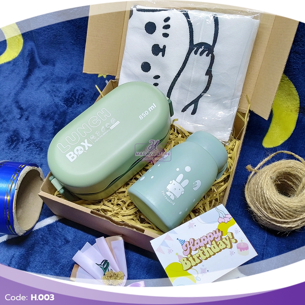 LUNCH BOX & TUMBLER RABBIT Hampers Middle School (Tumbler Rabbit/Lunch Box Tingkat) Hadiah/Kado/Hamp