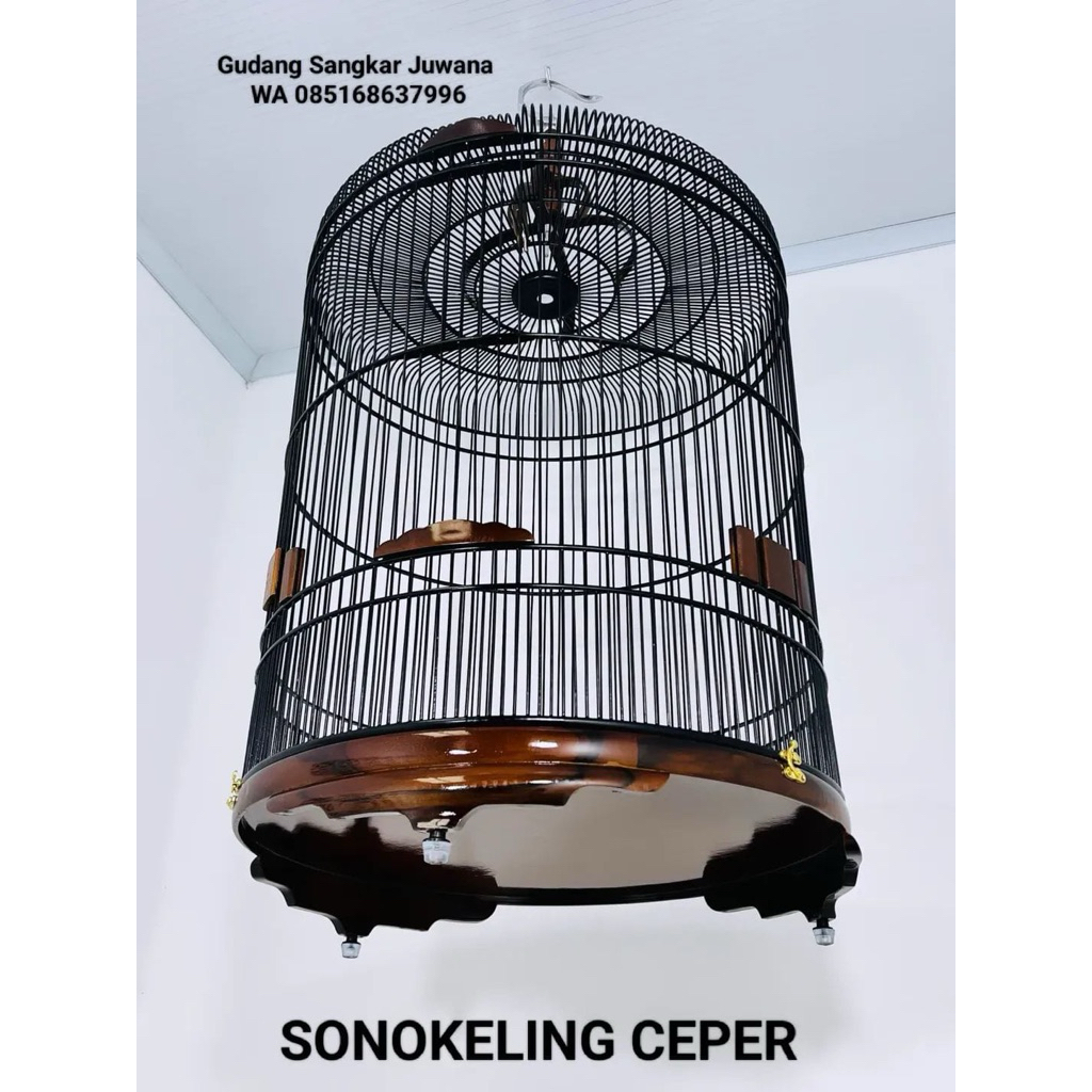 Sangkar Murai Sonokeling Ceper. Diameter 58 No 2. Ruji atas rapat. Fullset kerodong + Packing Pallet