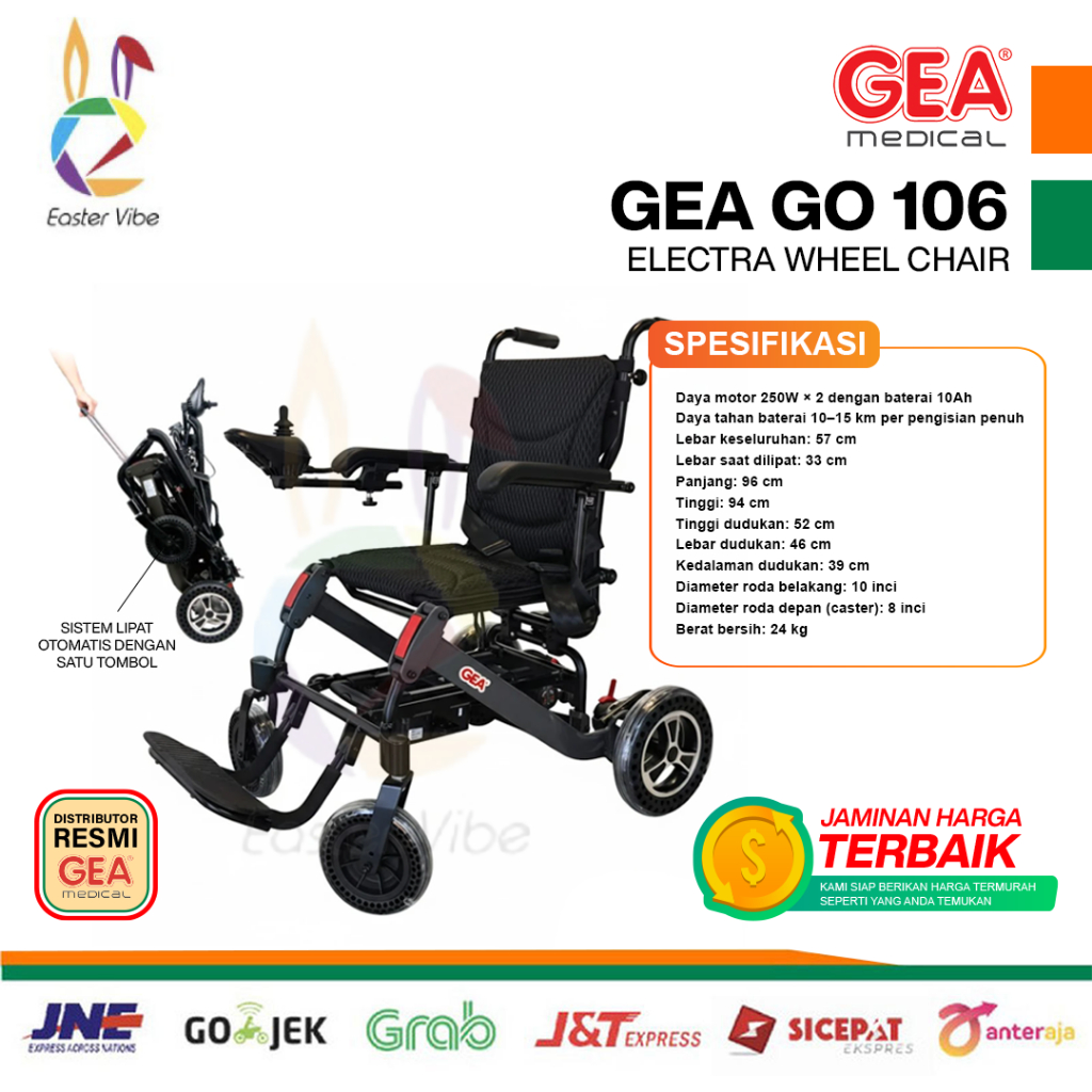 KURSI RODA GEA GO 106 KURSI RODA TRAVEL ELEKTRIK GO-106 ELECTRA WHEEL CHAIR ELECTRIC GEA