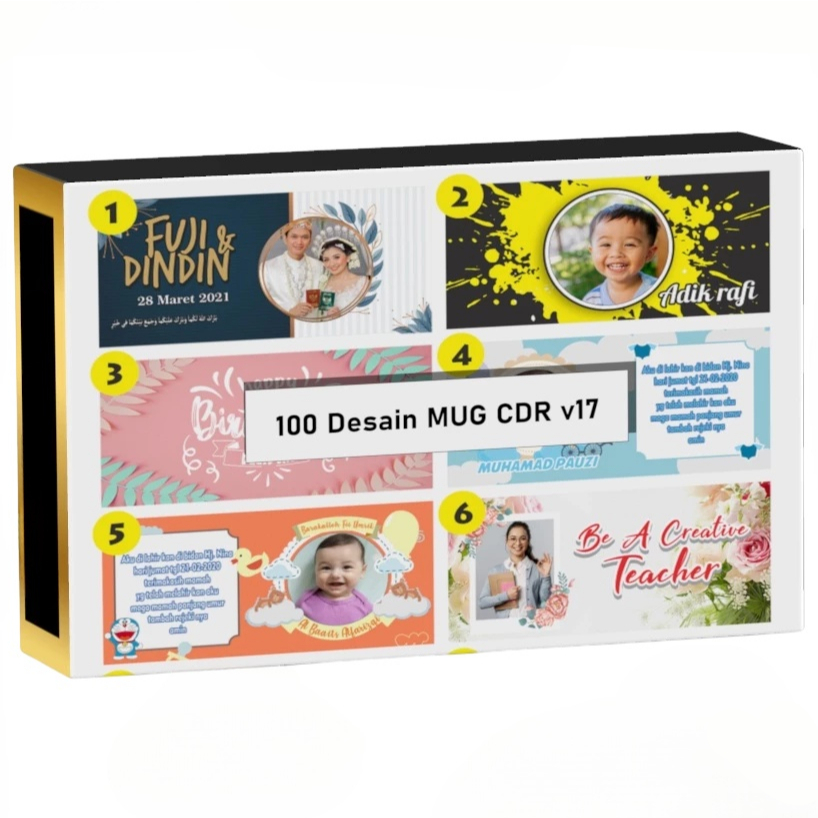 100 Desain Mug - Template Bisa Edit Siap Cetak Format CDR Coreldraw