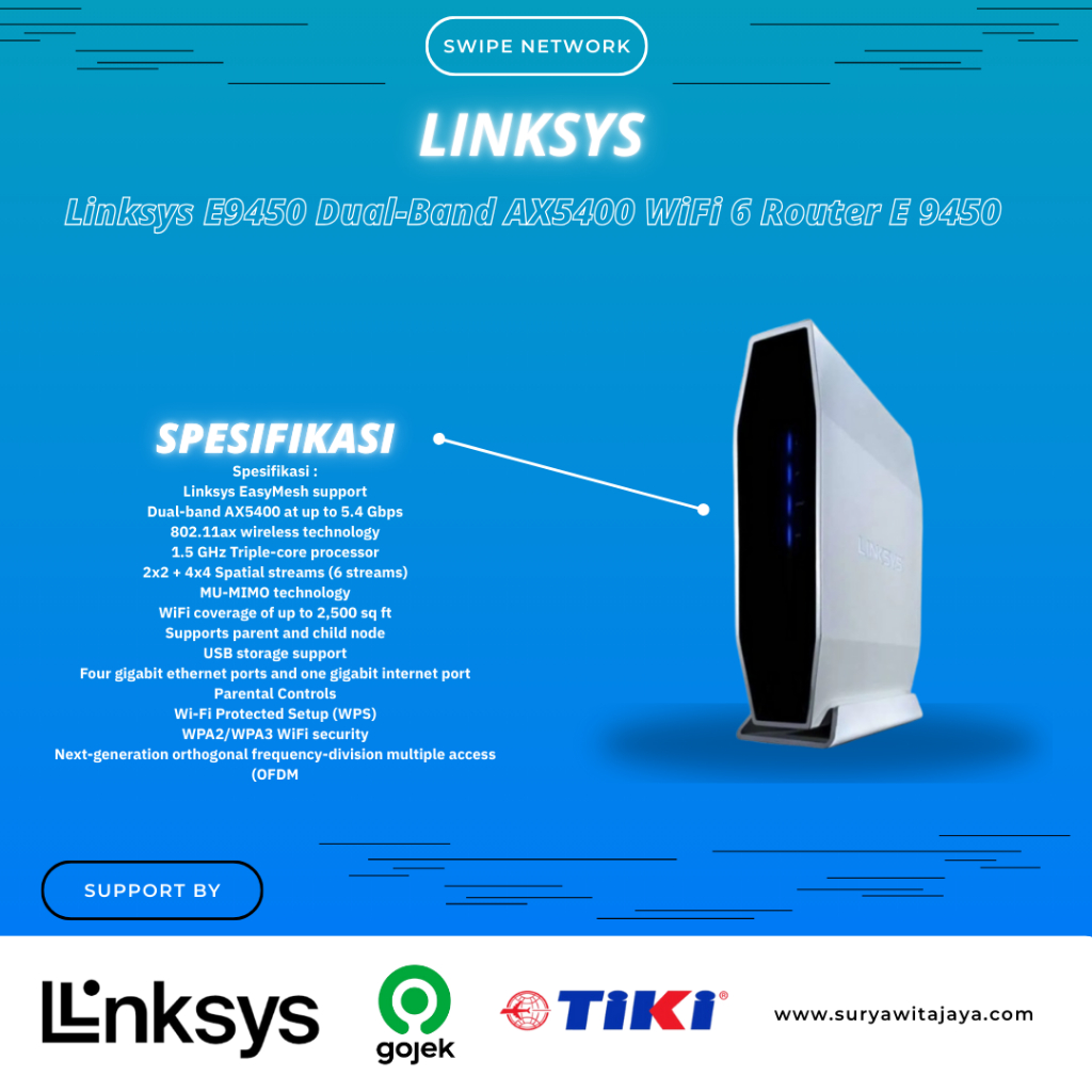 Linksys E9450 Dual-Band AX5400 WiFi 6 Router E 9450