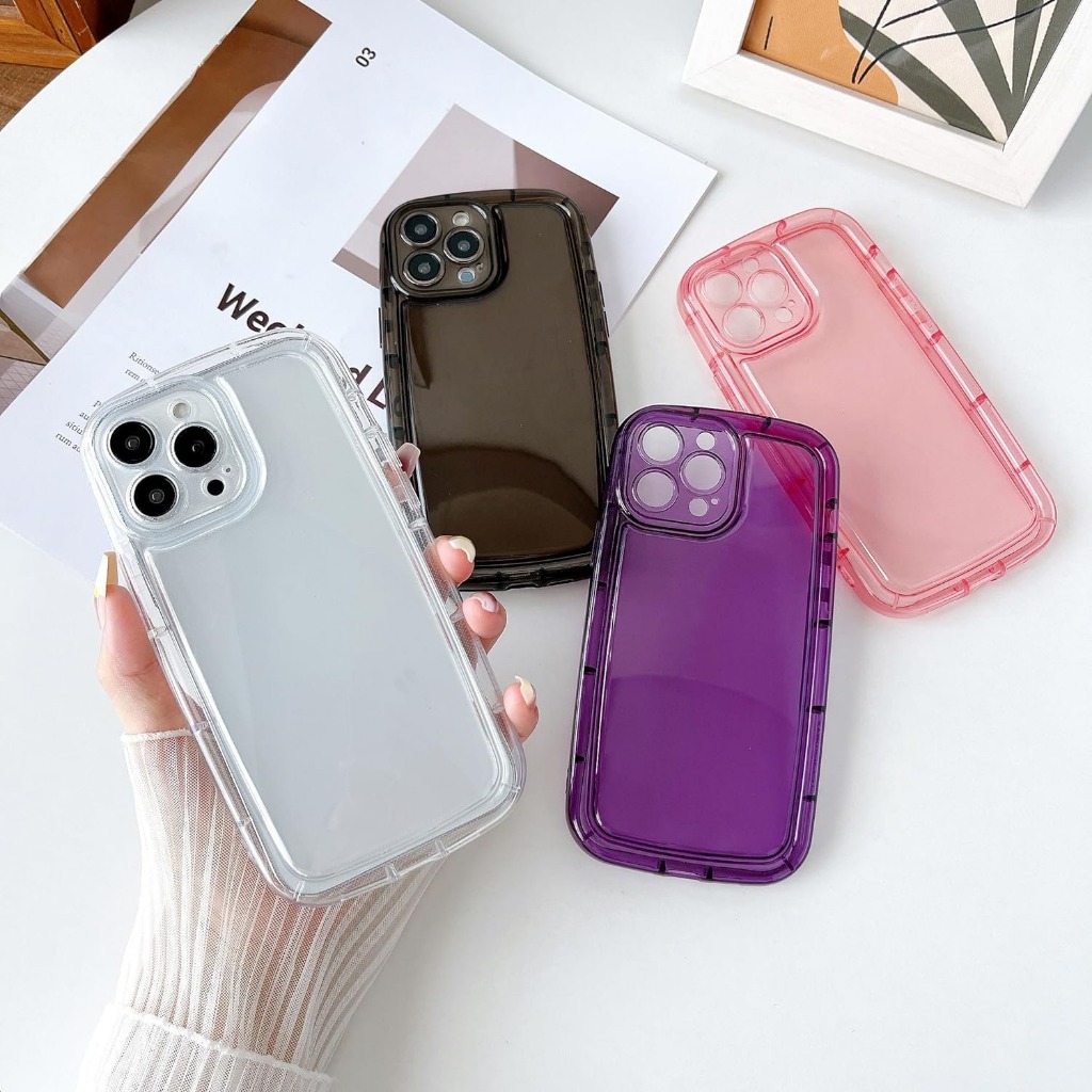 Clear Pluffy Case IPHONE X 12 13 PRO PROMAX 14 PLUS Glossy Silicone Softcase Casing Hp TPU02 MS0427