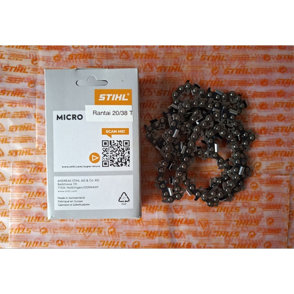 Rantai Bar Chainsaw Senso 20"/38T Rantai Bar Senso STIHL 20 inch (38 mata)Rantai potong Senso Siap p