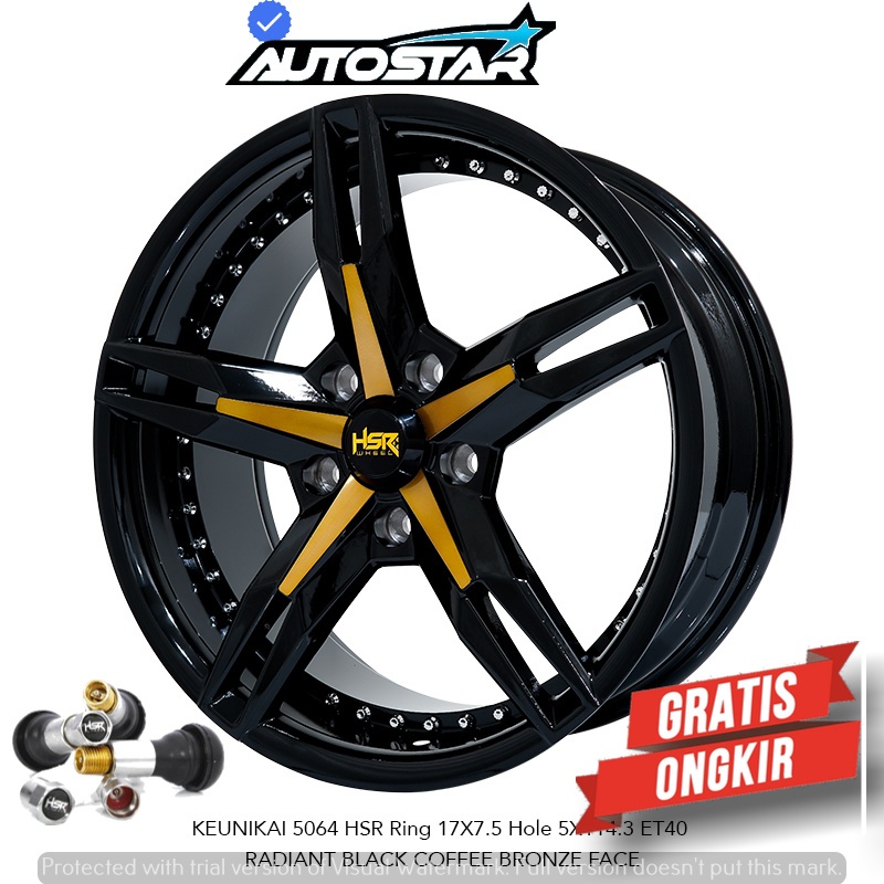 VELG MOBIL ACCORD WRV HRV CIVIC ODDSEY CRV HSR KEUNIKAI R17 PCD 5X114,3 LEBAR 7,5 BLACK GOLD FACE