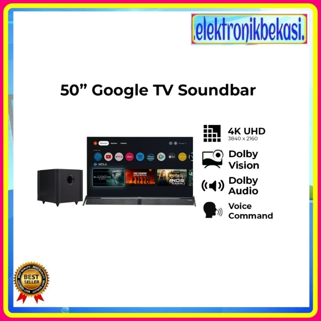 LED POLYTRON PLD 50BUG5058 / POLYTRON LED TV 50 INCH GOOGLE TV SOUNDBAR 4K UHD PLD 50 BUG 5058