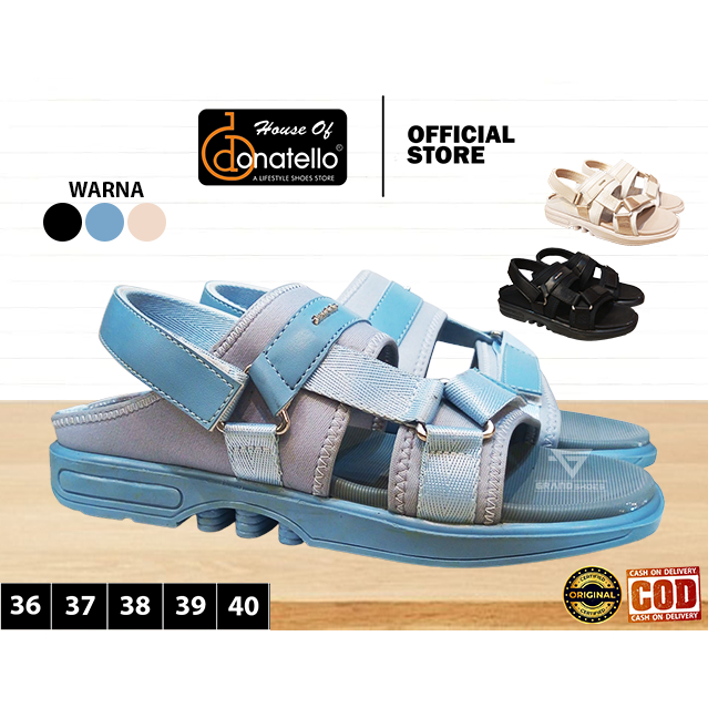DONATELLO OI Sandal sendal Selop Tali vecro terbaru ringan Kasual Perempuan Wanita Original