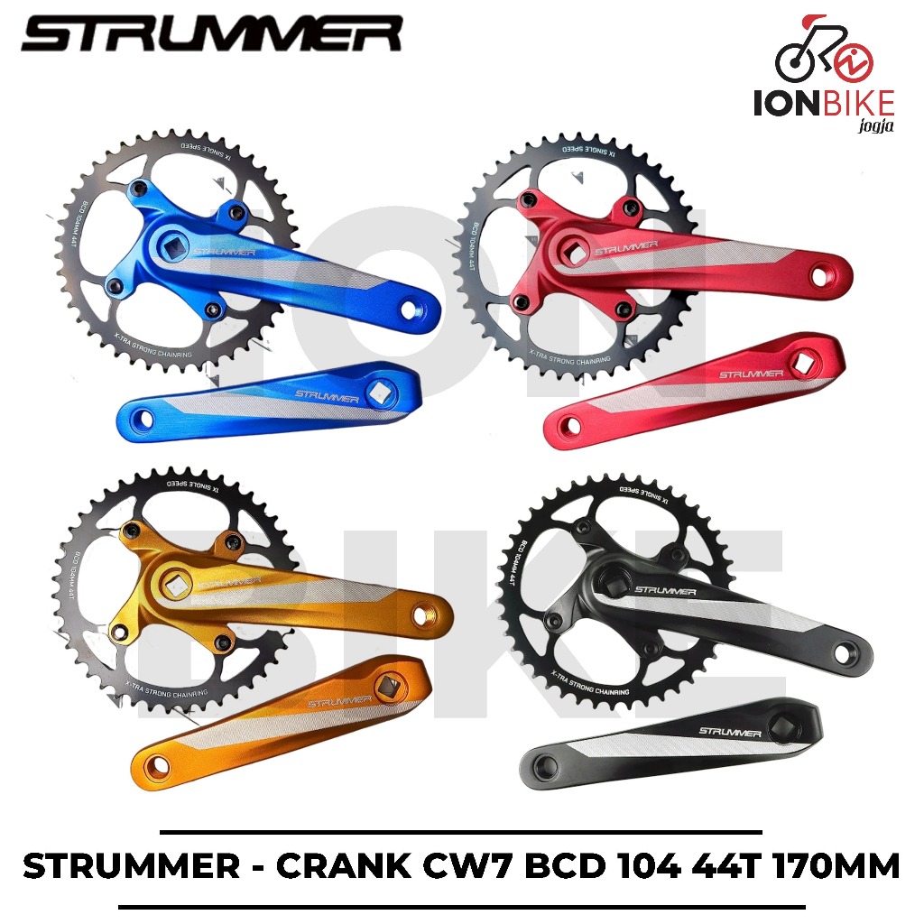 Crank Strummer CW7 44T BCD 104 Alloy 1 Single Speed Sepeda MTB BMX Fixie Arm 170mm CW-7 44 T Crankse