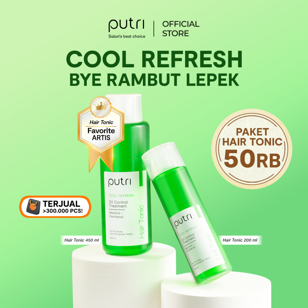 HAIR TONIC ANTI LEPEK Putri Anti Lepek & Ketombe Paket 2pcs Hair Tonic 200ml + 450ml | Wangi Tahan L
