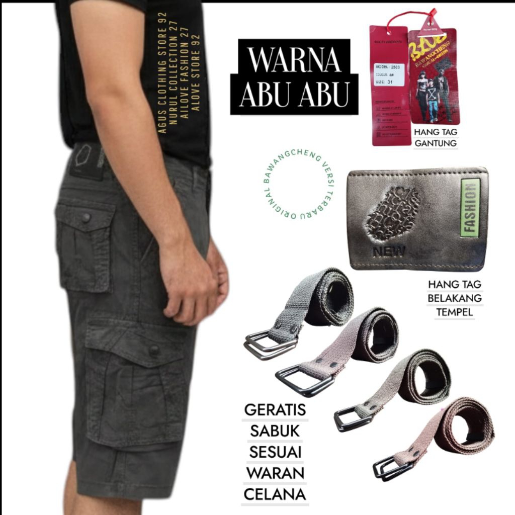 Celana pendek cargo IMPORT Ba Wang Cheng