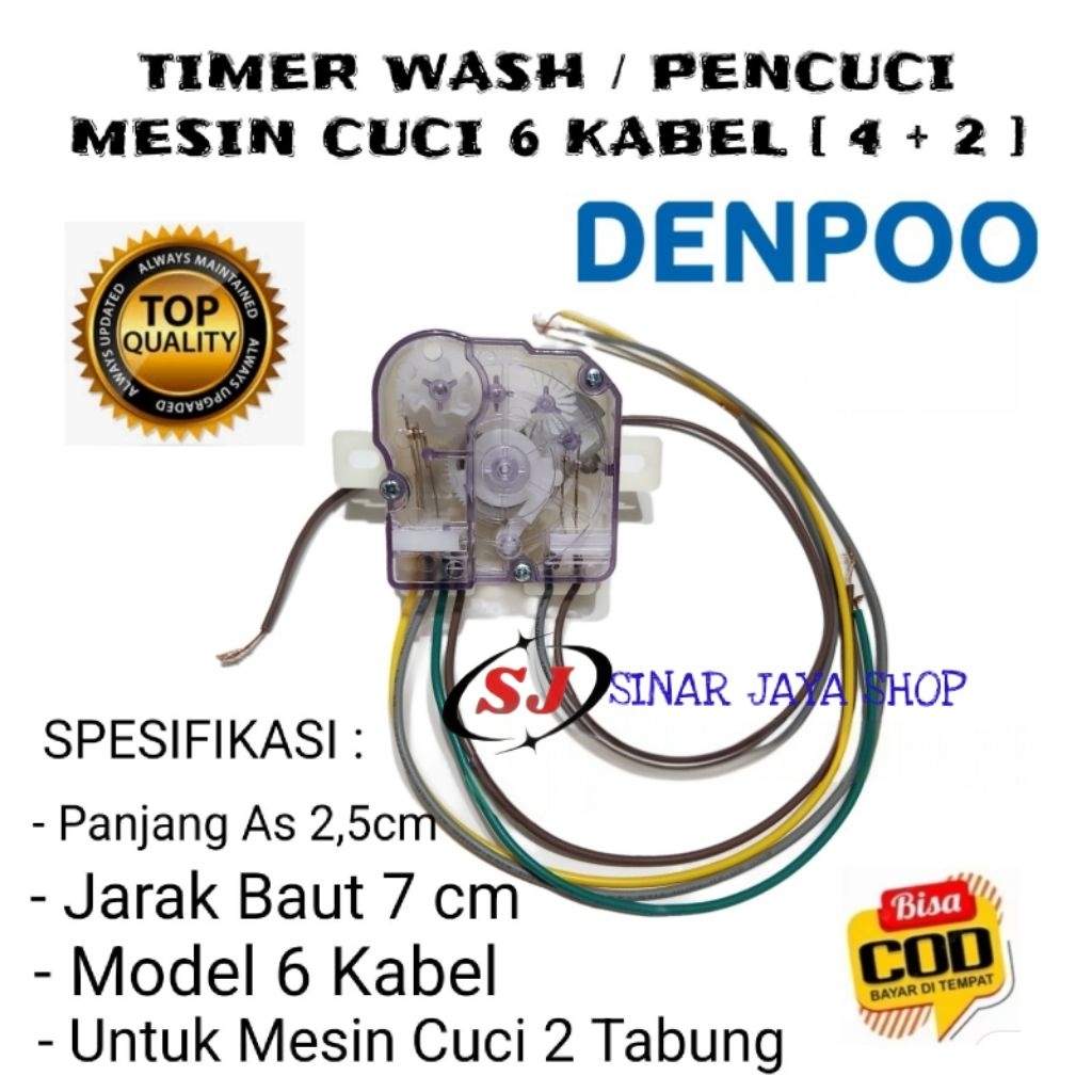 TIMER WASH 6 KABEL MESIN CUCI DENPOO 2 TABUNG - TIMER MESIN CUCI DENPOO 6 KABEL