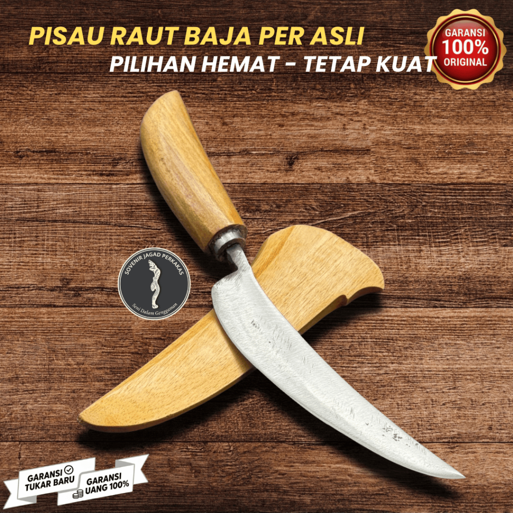 PISAU RAUT BAMBU TAMAN MANCING BAJA PER ASLI EKONOMIS DAN PREMIUM Kupas Buah Sarung Kayu Serbaguna