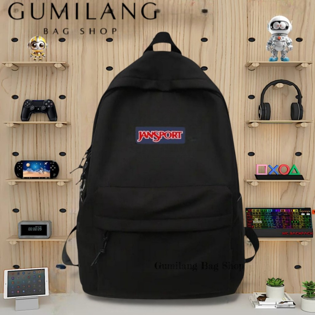 Tas Ransel JANSPORT Hitam Pria dan Wanita Sekolah/Kuliah SD SMP SMA Jaspor keren Backpack Unisex