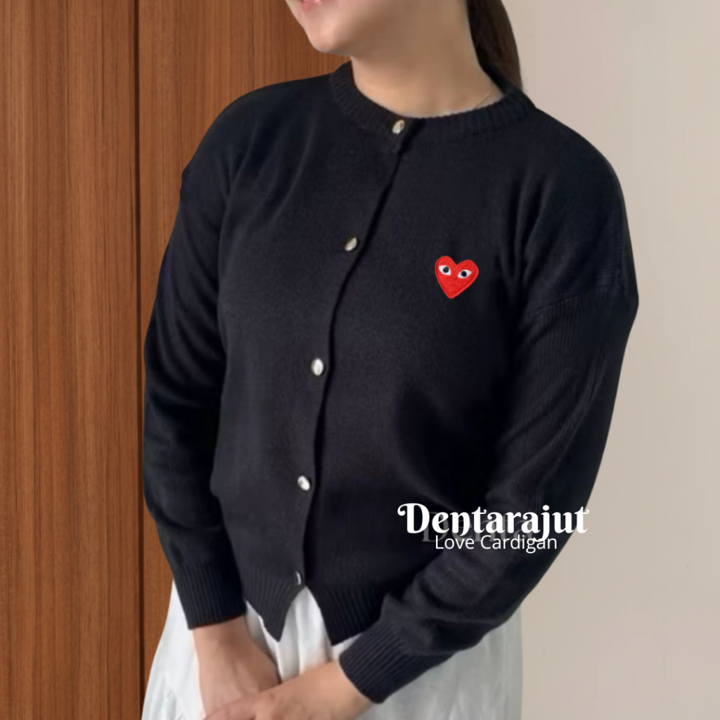 Love Cardy Basic Knit Kancing Premium Korean Style Kardigan Rajut Wanita CDG Play Original
