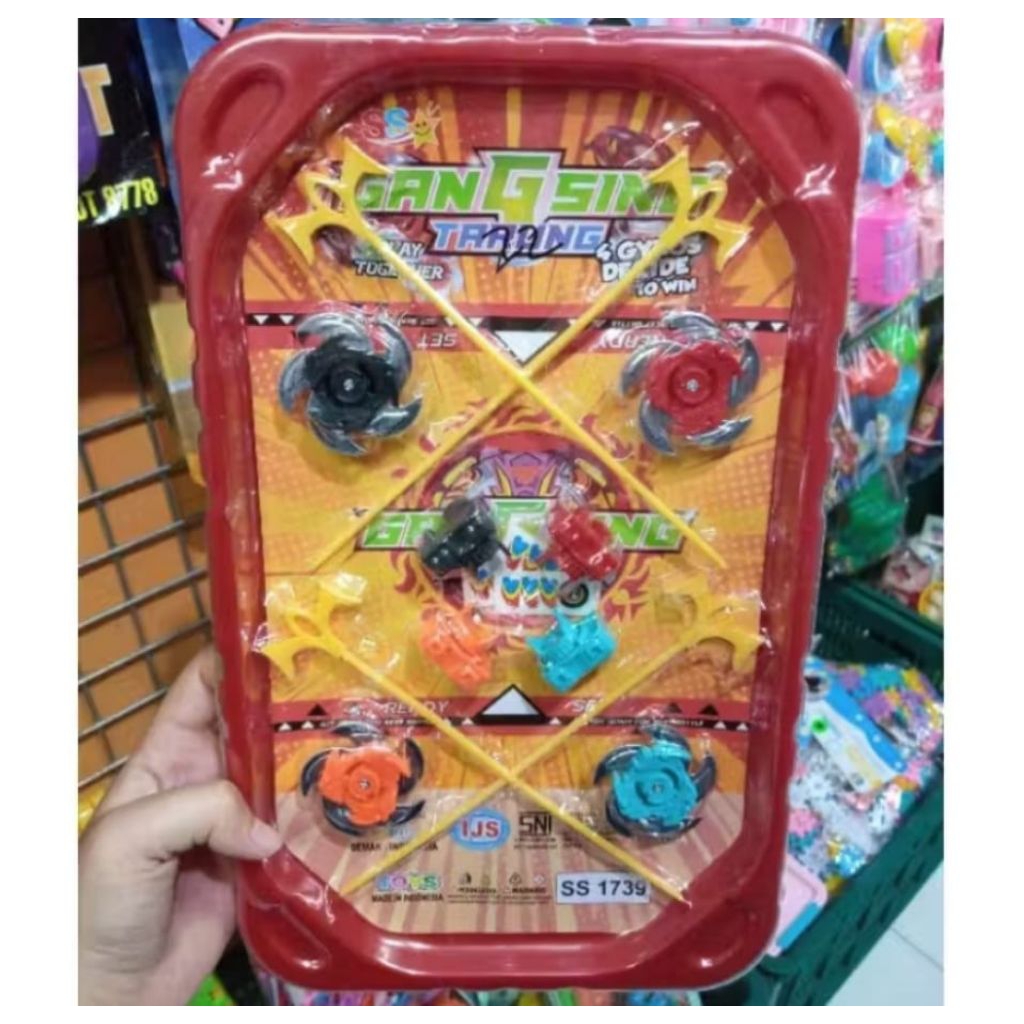 Mainan anak gasing petarung Beyblade kecil metal set isi 4pcs dilengkapi arena keren murah