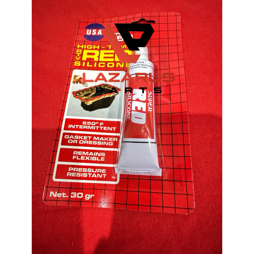LEM RED SILICONE USA 30GR / LEM GASKET MERAH / AUTOSEALER MERAH / LEM BESI MERAH / LEM RED USA