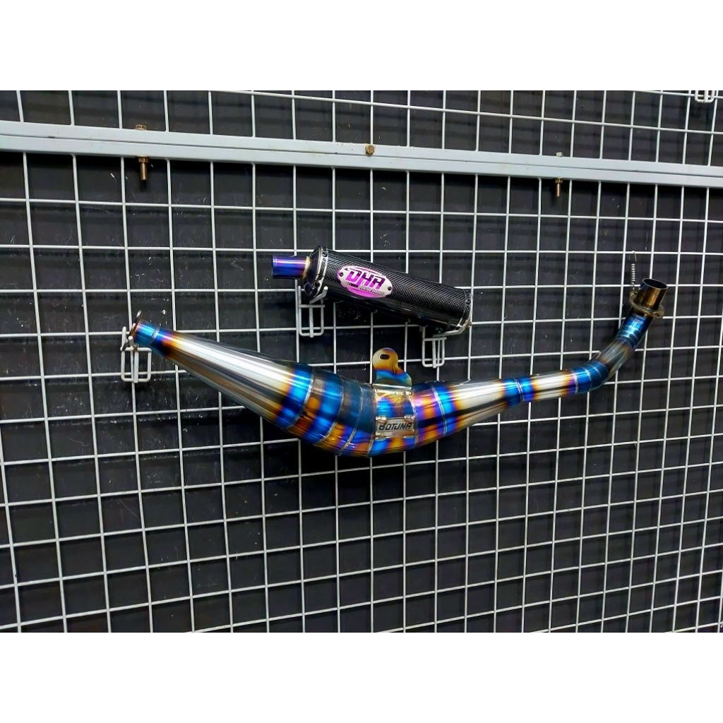 Knalpot Fiz R BM Power Titanium Series Original DHR Racing Silencer Carbon Cavlar 32 Blue Miring