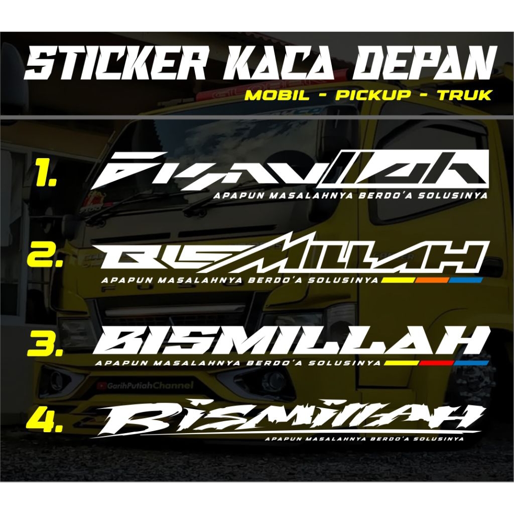 termurah stiker bismillah variasi mobil, stiker bismillah pickup, truk, dll