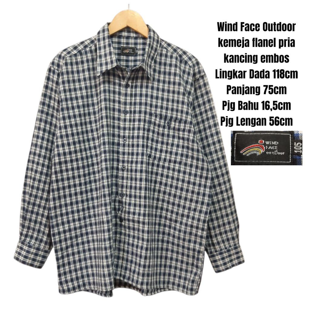 Wind Face Outdoor kemeja flanel pria kancing embos