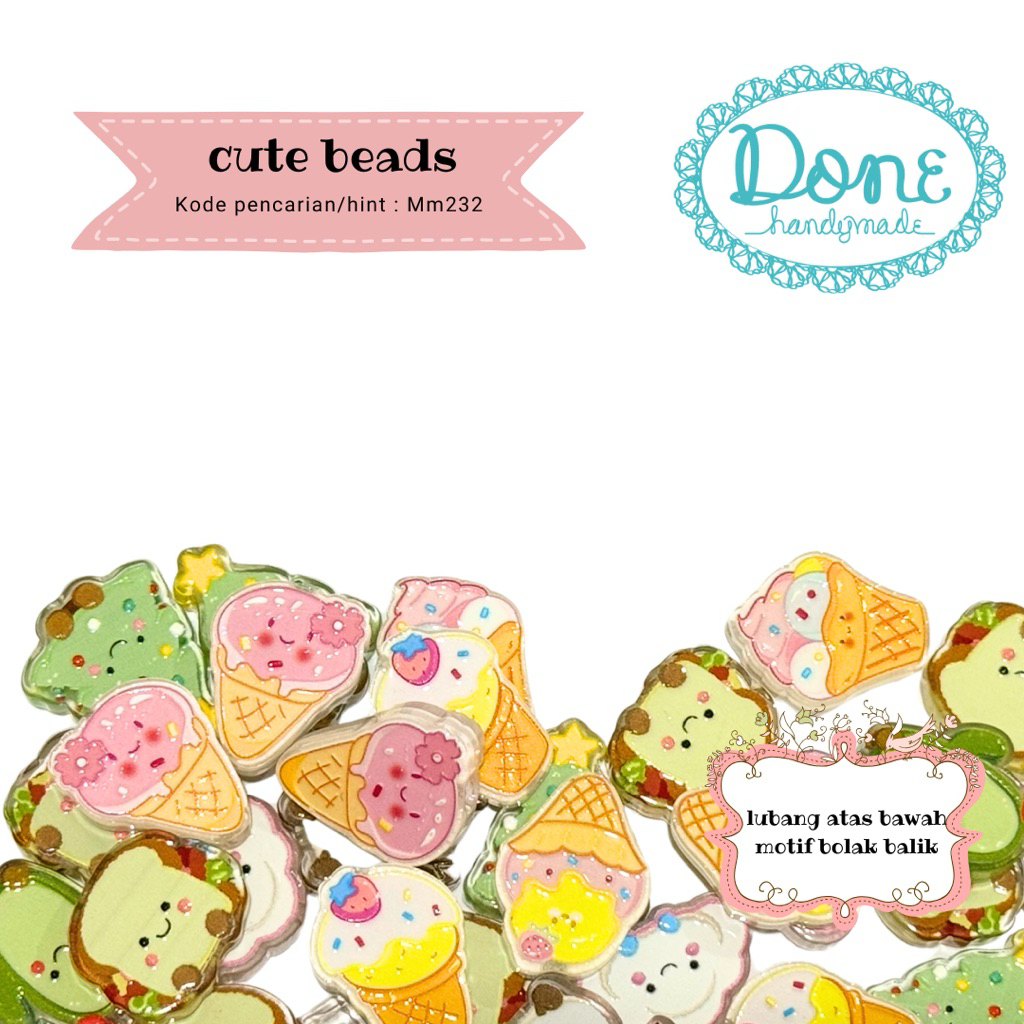 done handymade manik akrilik beads manik manik lucu bahan baku kerajinan tangan cute beads mm232 diy