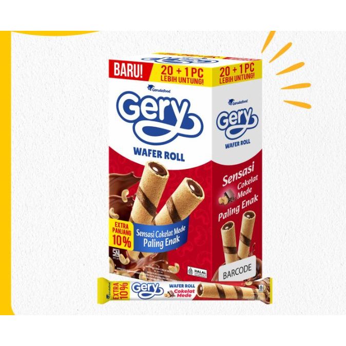 Gery - 1 BOX Gery Wafer Roll Rasa Coklat Mede (252gr)