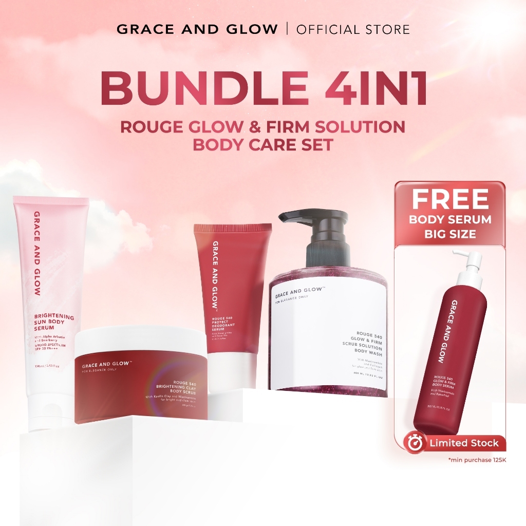 Grace and Glow 4in1 Rouge Series Body Care Set - Paket Perawatan Tubuh Mengurangi Strecthmark (Sabun