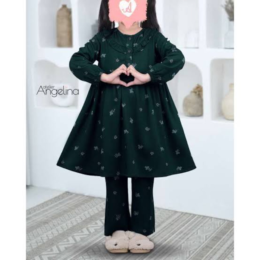 [SIAP KIRIM] REJECT LITTLE ZAHRA DRESS CLOVER IT EMERALD SIZE 2-4Y BY ATELIER ANGELINA
