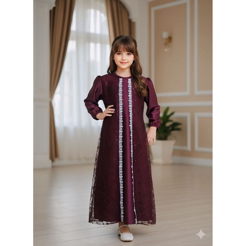 MALIKA DRESS By Alfiana Outfit COUPLE IBU DAN ANAK/DRESS IBU DAN ANAK TULLE BROKAT