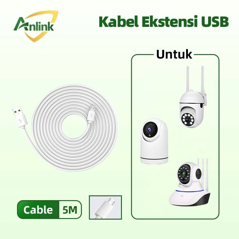 Kabel Ekstensi CCTV 5M USB to Micro USB Android Kabel Perpanjangan Kamera WiFi Outdoor Indoor Murah