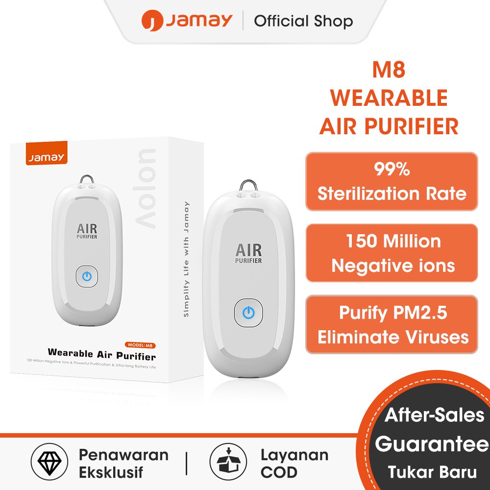 JAMAY M8 Air Purifier Personal Ionizer Portable Purifier Kalung Necklace Ion Negatif