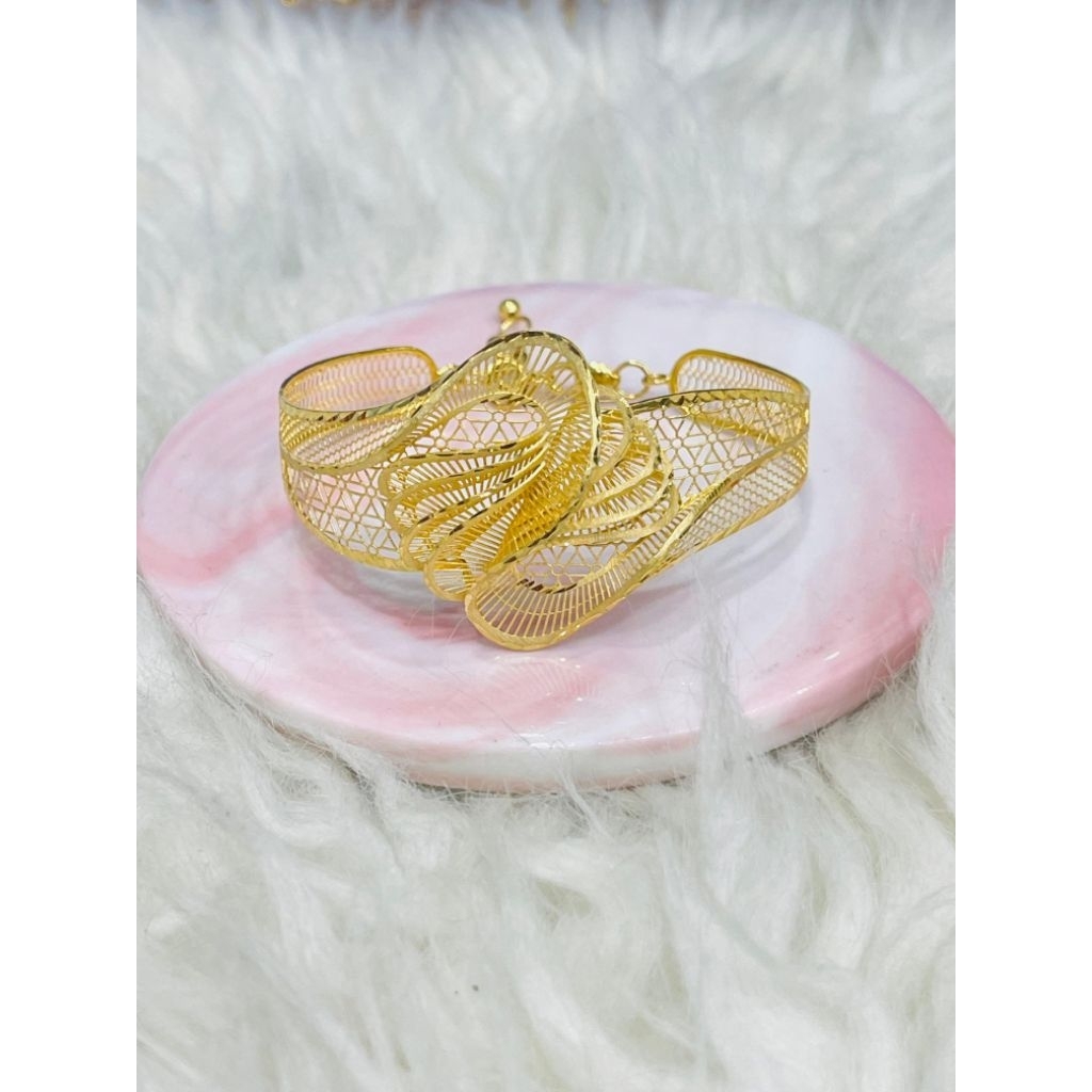 gelang kerawang gelombang ulir terbaru cantik emas asli kadar 700