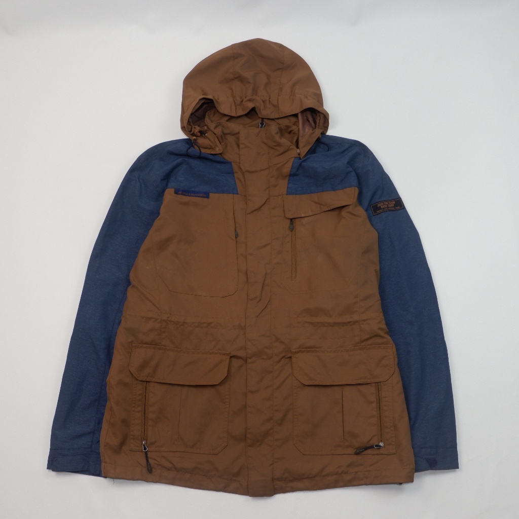 PRAUS Color Block Hooded Shell Jacket - Brown/Navy - Preloved
