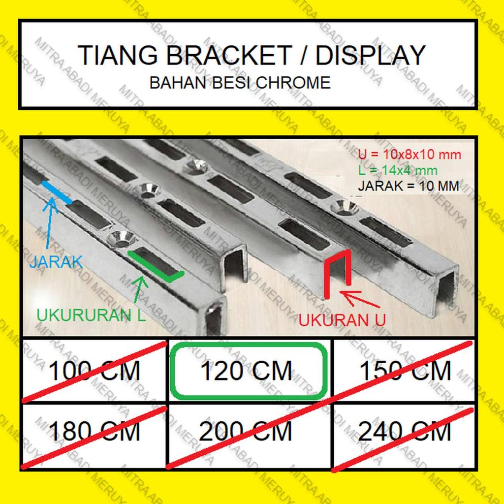 Tiang Bracket 120 cm Rel Bracket Tiang Rel Breket Display