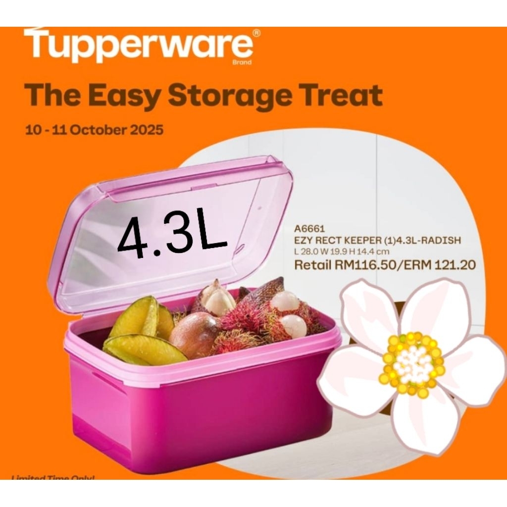 EZY KEEPER RECTANGULAR 4.3 LITER SIGNATURE 4.3 liter PINK FANTA TUPPERWARE MALAYSIA