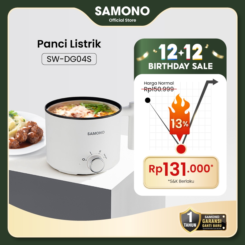 SAMONO Panci Listrik Multifungsi Anti Lengket panci listrik panci kukus panci listrik multifungsi 3 