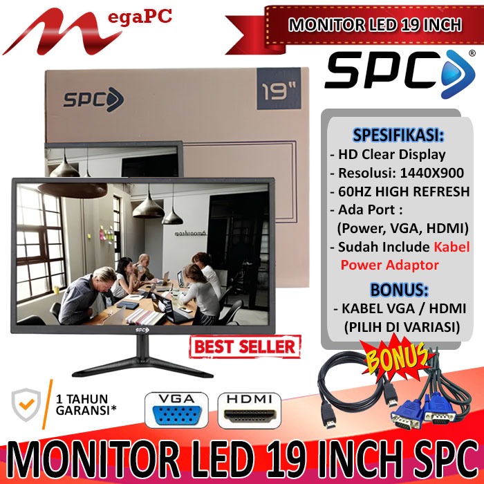 Monitor Layar LED 19 Inch WideScreen SPC Baru