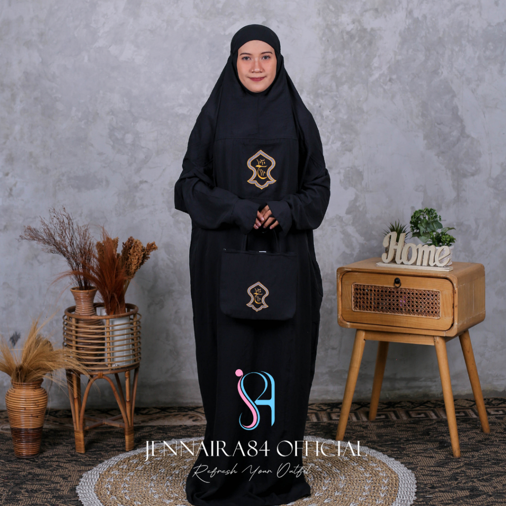 Mukena Terusan Jumbo Bordir Hadramaut Terompah Dewasa - Mukena Rayon Hadramaut Rayon Premium